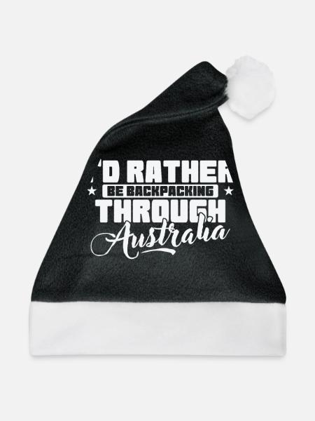 I'd rather Backpacking through Australia - Weihnachtsmütze - Schwarz/Weiß