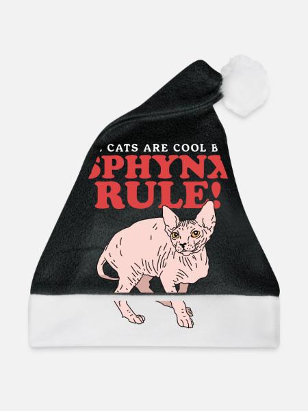 Sphynx Katzen Katzenbesitzer Geschenk - Weihnachtsmütze - Schwarz/Weiß