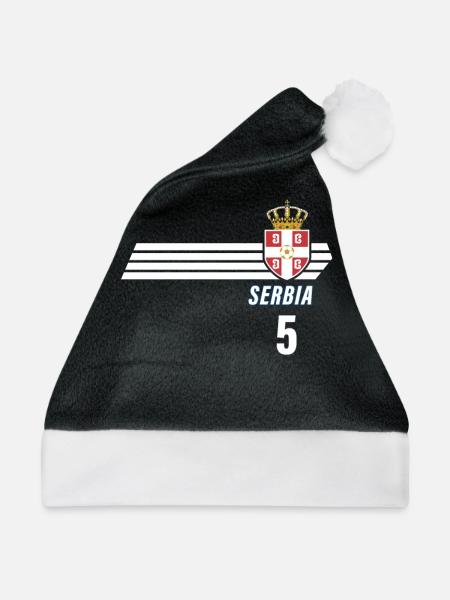 Serbien Srbija Patriotismus Fussball Fan Trikot - Weihnachtsmütze - Schwarz/Weiß - Vorne