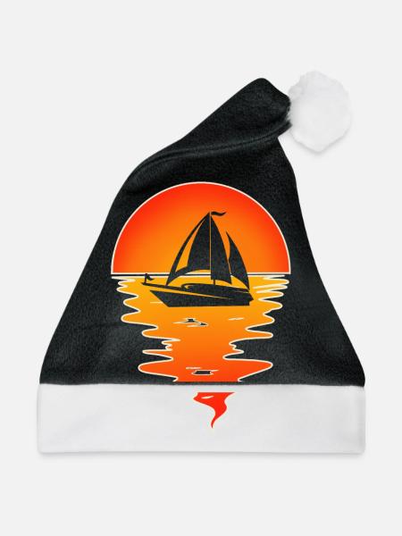Segeln Segler Segelboot - Weihnachtsmütze - Schwarz/Weiß - Vorne