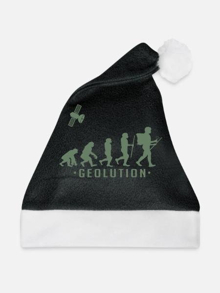 Geocaching evolution Shirt Geolution - Weihnachtsmütze - Schwarz/Weiß