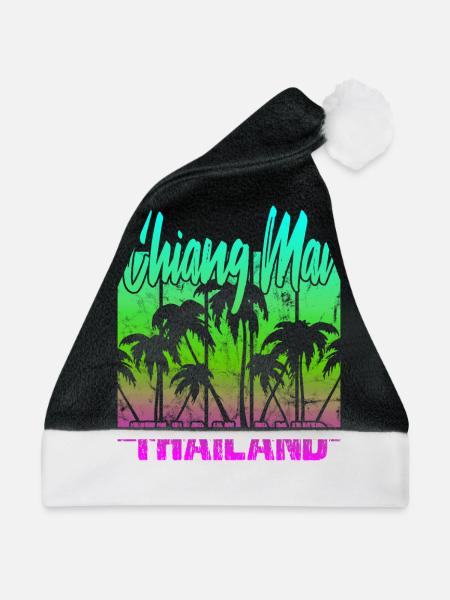 Chiang Mai Thailand - Weihnachtsmütze - Schwarz/Weiß