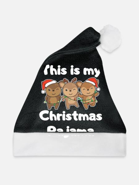 Reh Weihnachts Schlafanzug - Weihnachtsmütze - Schwarz/Weiß