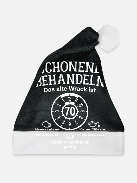 Schonend Behandeln 70. Geburtstag Altes Wrack 70 - Weihnachtsmütze - Schwarz/Weiß - Vorne
