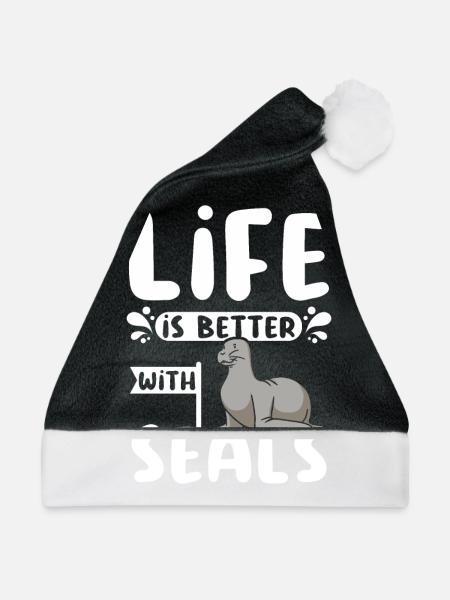 Life is better with seals - Weihnachtsmütze - Schwarz/Weiß