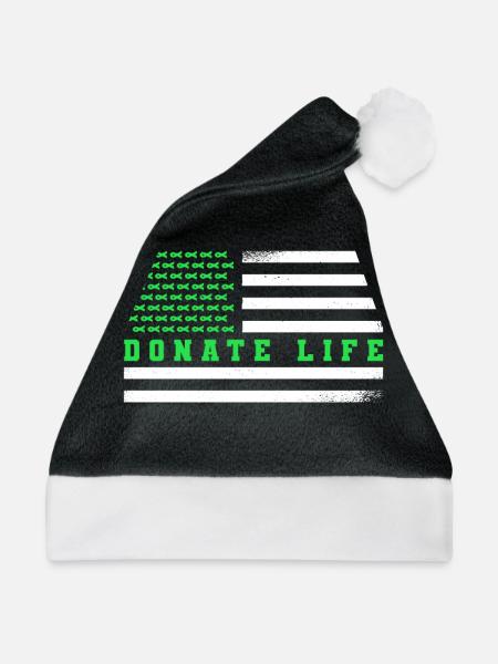 Donate Life Be USA American Flag Organ Donor - Weihnachtsmütze - Schwarz/Weiß - Vorne