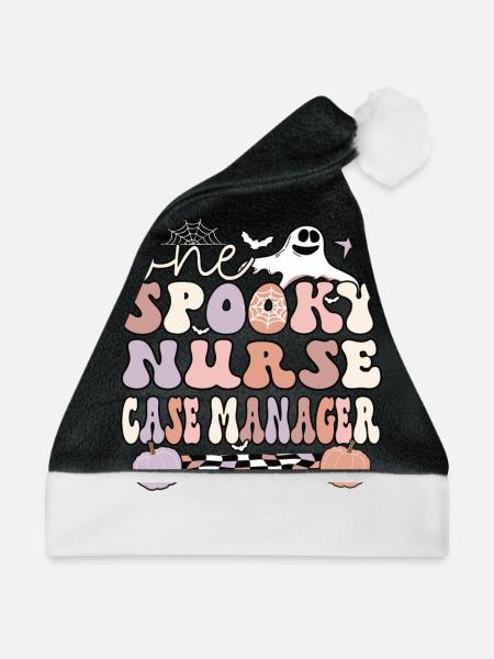 RN Case Manager Halloween Nursing Case Management - Weihnachtsmütze - Schwarz/Weiß - Vorne