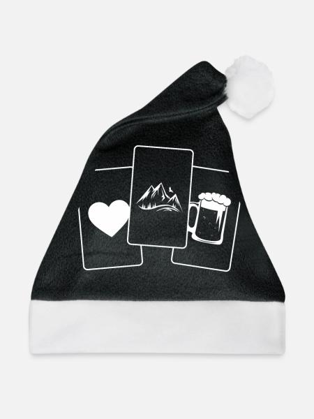 Herz - Bier - Berg - - Weihnachtsmütze - Schwarz/Weiß