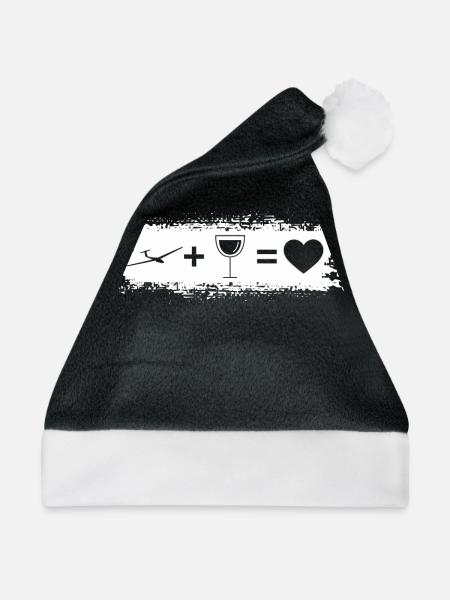 Grunge Rectangle - Herz - Wein - Segelflugzeug - - Weihnachtsmütze - Schwarz/Weiß - Vorne