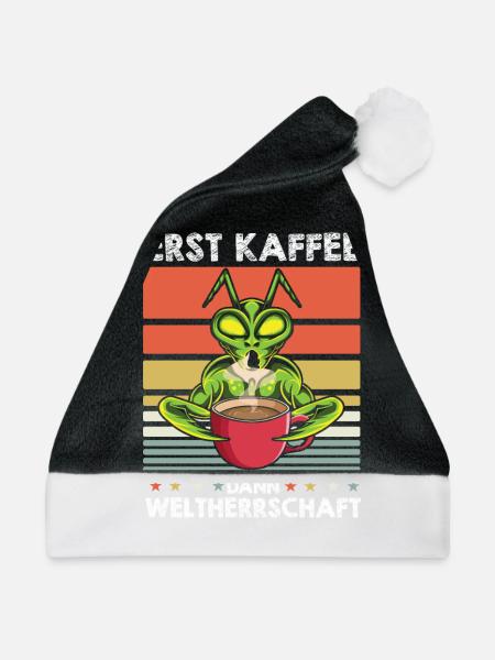 Mantis Gottesanbeterin Kaffee - Weihnachtsmütze - Schwarz/Weiß - Vorne