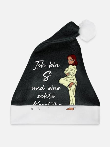 Ich bin 8 - Mädchen Karate - Weihnachtsmütze - Schwarz/Weiß