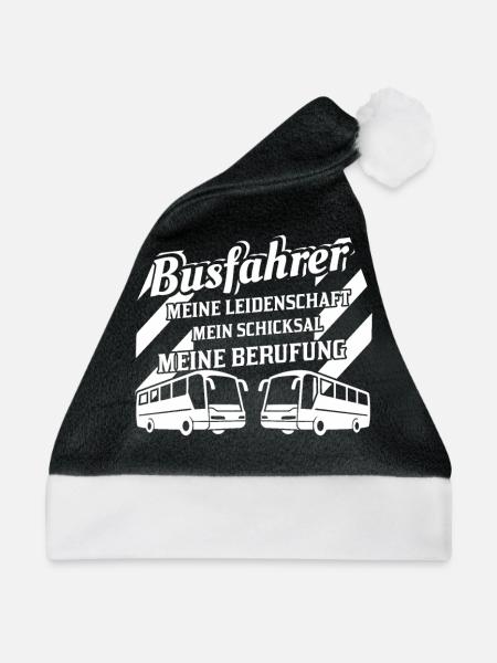 Busfahrer Leidenschaft Schicksal Berufung - Weihnachtsmütze - Schwarz/Weiß - Vorne