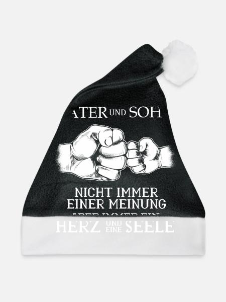 Vater und Sohn lustige Sprüche - Weihnachtsmütze - Schwarz/Weiß - Vorne