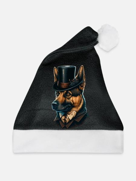Hund German Shepherd Hundemotiv - Weihnachtsmütze - Schwarz/Weiß