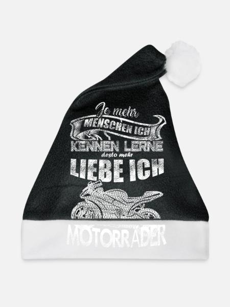 menschen ich kennenlerne mehr liebe motorräder - Weihnachtsmütze - Schwarz/Weiß - Vorne