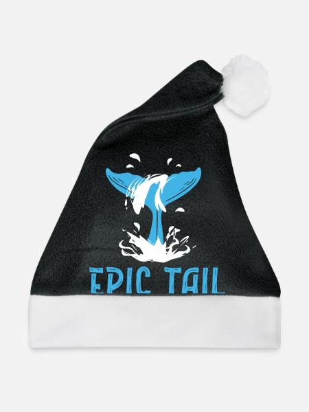Whale Watching Epic Tail Lustiges Meeressäugetier - Weihnachtsmütze - Schwarz/Weiß - Vorne