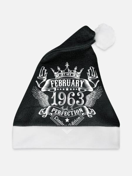 Februar 1963| Februar 1963 Jahrestag 1963 - Weihnachtsmütze - Schwarz/Weiß - Vorne