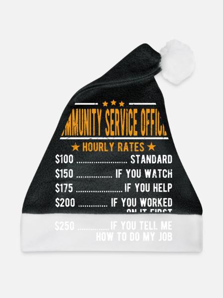 Community Service Officer Stundenlohn - Weihnachtsmütze - Schwarz/Weiß - Vorne