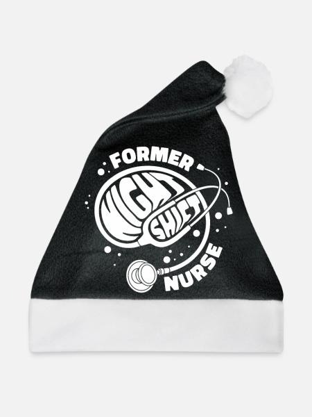 Krankenschwester Stethoskop - Weihnachtsmütze - Schwarz/Weiß - Vorne