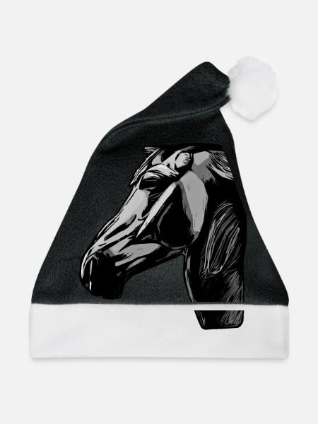 Pferd Tier Motiv - Weihnachtsmütze - Schwarz/Weiß