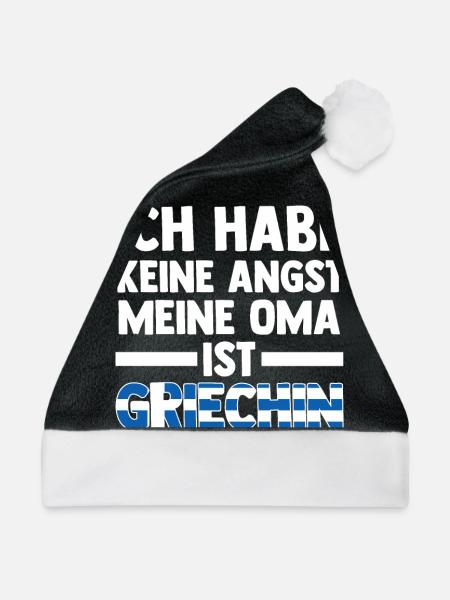 Ich habe keine Angst meine Oma ist Griechin - Weihnachtsmütze - Schwarz/Weiß - Vorne