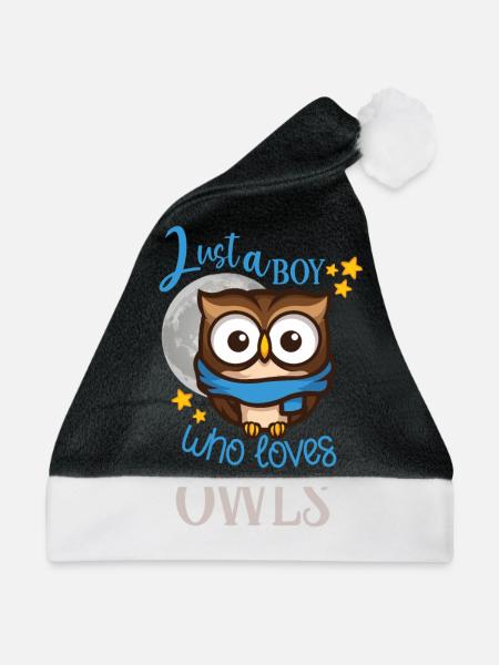 Owl Cute Owl Owl Lover just a Boy who loves owls - Weihnachtsmütze - Schwarz/Weiß - Vorne