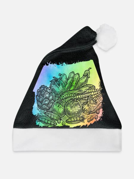 Veganes Gemüse - Weihnachtsmütze - Schwarz/Weiß