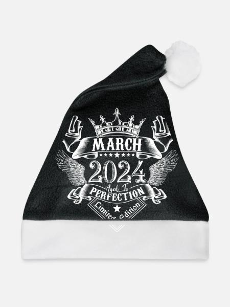 März 2024| März 2024 Jubiläum 2024 - Weihnachtsmütze - Schwarz/Weiß - Vorne