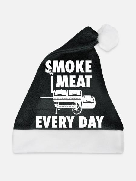 Smoke Meat every Day - Grillen Smoker - Weihnachtsmütze - Schwarz/Weiß - Vorne