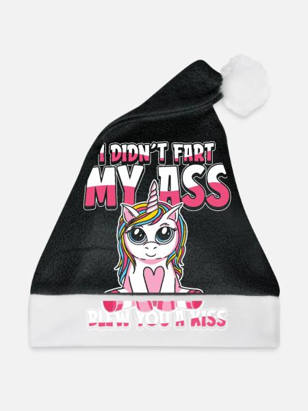 Einhorn Unicorn Wortwitz - Weihnachtsmütze - Schwarz/Weiß - Vorne
