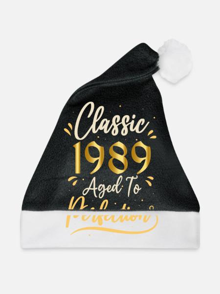 Geburtstag 1989 Geschenk 1989 Classic 1989 - Weihnachtsmütze - Schwarz/Weiß - Vorne