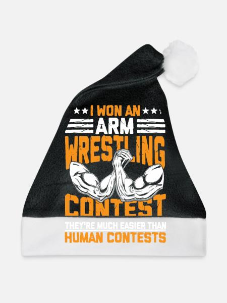 I Won An Arm Wrestling Contest für Armdrücker - Weihnachtsmütze - Schwarz/Weiß - Vorne