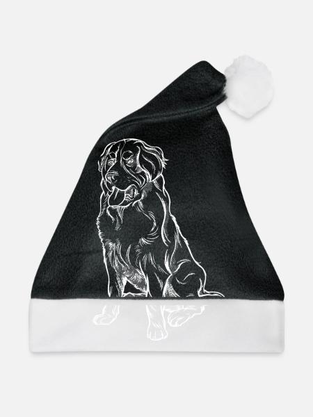 Hundesitting - weiß - Weihnachtsmütze - Schwarz/Weiß - Vorne