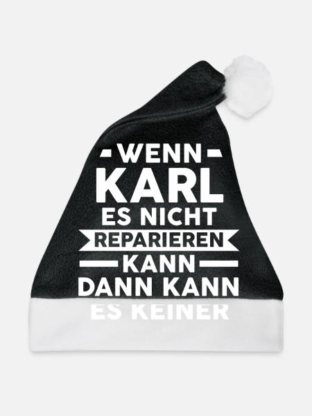 Vorname Name Karl - Weihnachtsmütze - Schwarz/Weiß