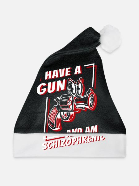 I Have A Gun And Am Schizophrenic - Weihnachtsmütze - Schwarz/Weiß - Vorne