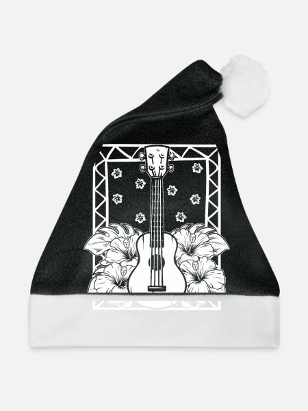 Ukulele Blumen - Weihnachtsmütze - Schwarz/Weiß