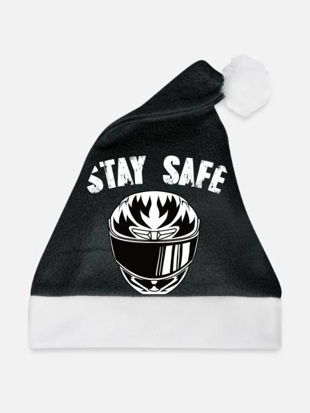Motorrad Motorradhelm Stay Safe - Weihnachtsmütze - Schwarz/Weiß - Vorne