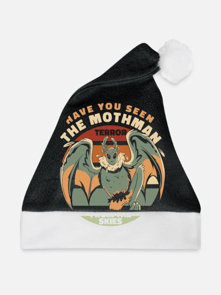 Mothman Monster Mottenmann - Weihnachtsmütze - Schwarz/Weiß - Vorne