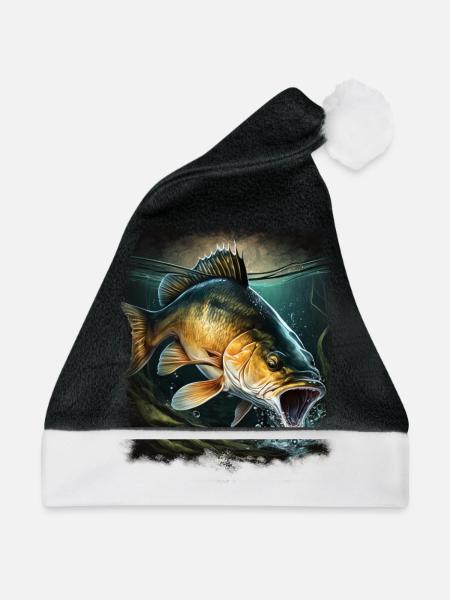 Karpfen - Weihnachtsmütze - Schwarz/Weiß - Vorne