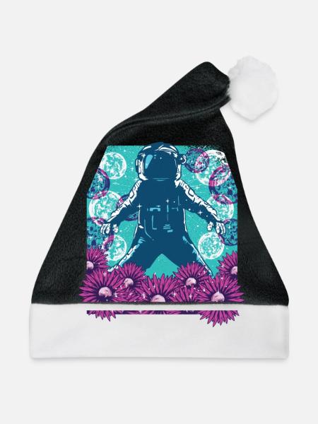 Astronaut Flowers - Mond & Weltall - Weihnachtsmütze - Schwarz/Weiß