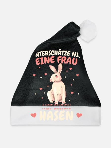 Hase Hasen Kaninchen Haustier - Weihnachtsmütze - Schwarz/Weiß