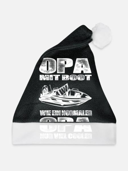 Opa Mit Boot Wie Ein Normaler Opa Nur Cooler - Weihnachtsmütze - Schwarz/Weiß - Vorne