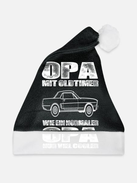 Opa Mit Oldtimer Wie Ein Normaler Opa Nur Cooler - Weihnachtsmütze - Schwarz/Weiß - Vorne