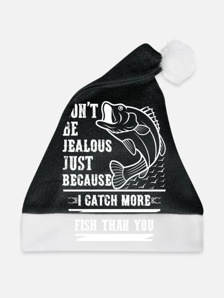Sei nicht eifersüchtig, nur weil ich mehr Fische f - Weihnachtsmütze - Schwarz/Weiß - Vorne