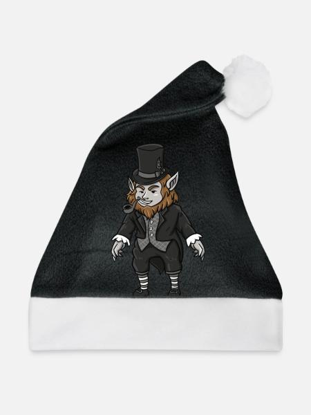 Gothic Leprechaun Pisces Leprechaun Leprechaun mem - Weihnachtsmütze - Schwarz/Weiß - Vorne