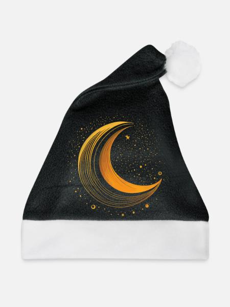 Mondphasen Vollmond Sterne Raum Mond Nacht - Weihnachtsmütze - Schwarz/Weiß