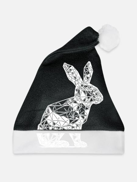 Geometrisches Linien Kaninchen Hasen Kopf - Weihnachtsmütze - Schwarz/Weiß