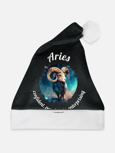 Aries Sternzeichen Widder Astronomie - Weihnachtsmütze - Schwarz/Weiß - Vorne