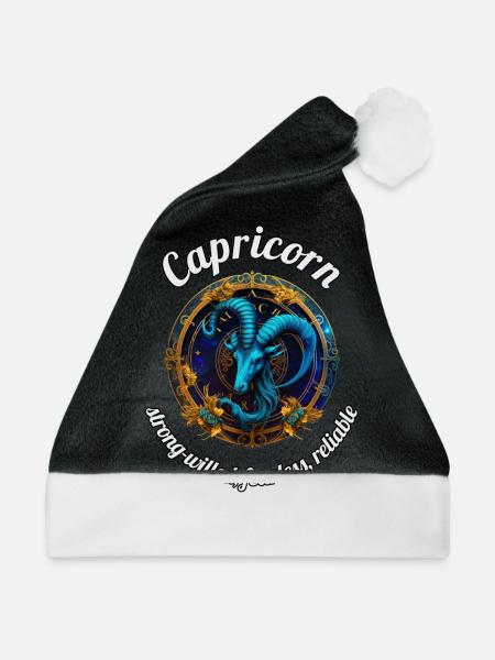Capricorn Sternzeichen Steinbock Astronomie - Weihnachtsmütze - Schwarz/Weiß - Vorne