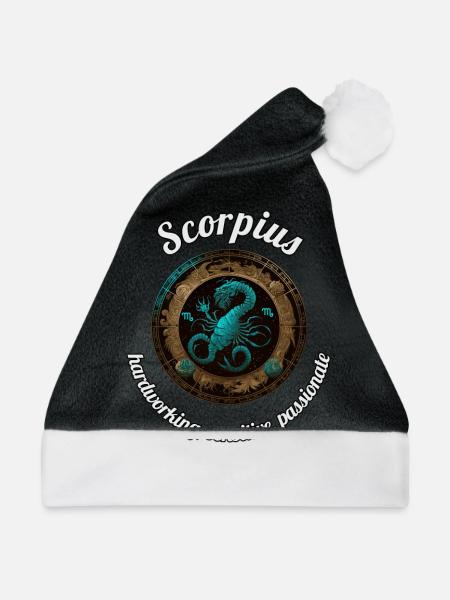 Scorpius Sternzeichen Skorpion Astronomie - Weihnachtsmütze - Schwarz/Weiß - Vorne